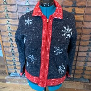 Jones New York Black and Red Knit Sweater